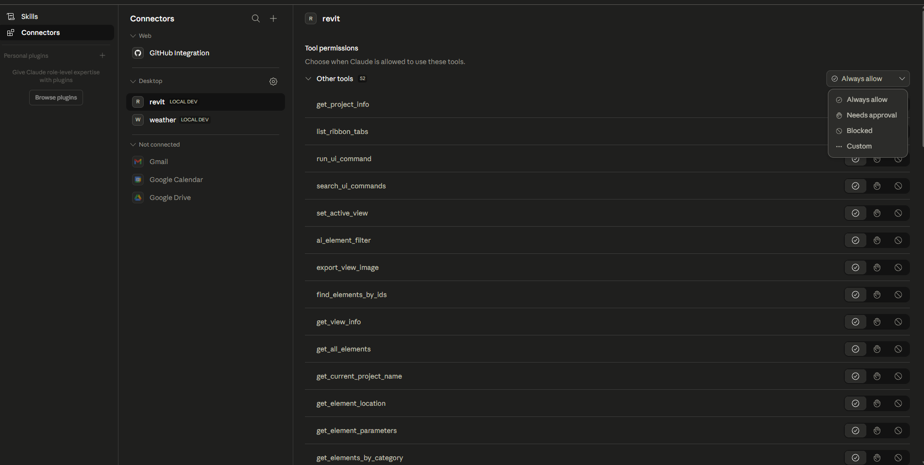 Claude Desktop — Always Allow tools